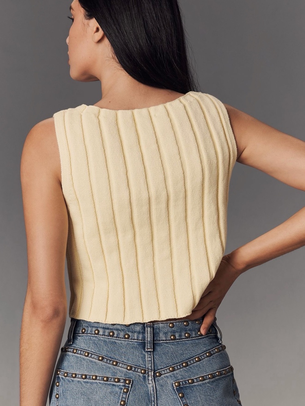 Reformation Callie Sweater Tank in Pineapple - Picture 2 of 5